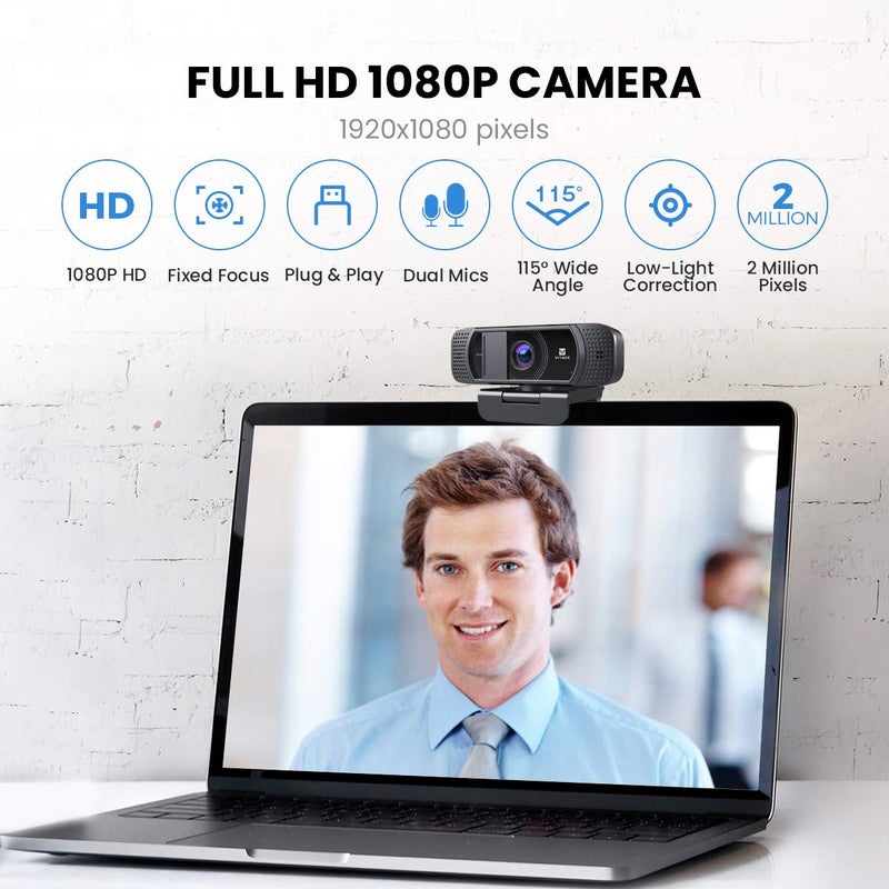 VITADE Webcam with Microphone 1080P HD Web Camera, 672 USB Desktop Web Cam Facecam Video Cam for Streaming Gaming Conferencing Mac Windows PC Laptop Computer - Image 3